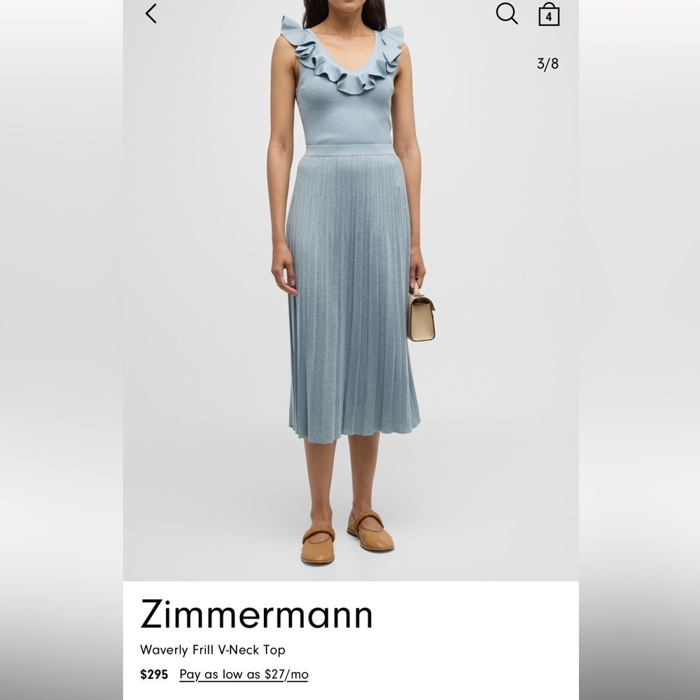 ZIMMERMANN SIZE 1 Waverly Frill V-Neck Top